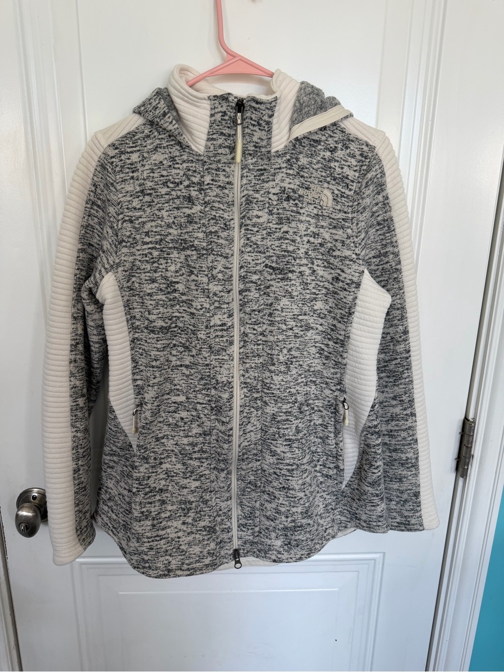 The North Face Women's Gray & Cream Hooded Zip-Up Jacket